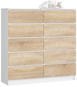 Komoda K120 10SZ CLP biela / sonoma