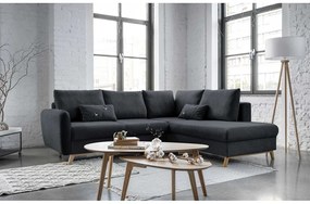 Tmavosivá rozkladacia rohová pohovka Miuform Scandic Lagom L, pravý roh