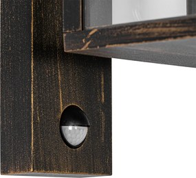 Vonkajšia nástenná lampa starožitné zlato s pohybovým senzorom IP44 - Charlois