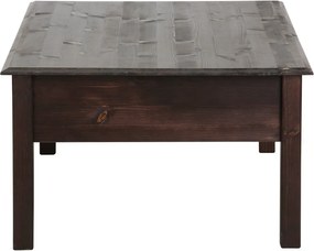 Tmavohnedý konferenčný stolík z masívneho borovicového dreva s 2 zásuvkami Støraa Linda