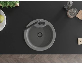 Mexen Diego, 1-komorový granitový drez 488x488x167 mm a drezová batéria Flora, šedá, 6512-71-670401-70-B
