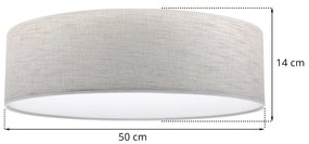 Stropné svietidlo Stone, 1x svetlobéžové textilné tienidlo/biele PVC tienidlo, (biele plexisklo), (fi 50cm)