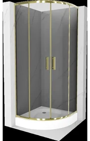 Mexen Rio polkruhová sprchová kabína 90 x 90 cm, grafitová čierna, zlatá + závesný bidet Rio, biela- 863-090-090-50-40-4710
