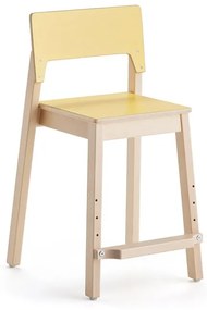 Vysoká stolička LOVE, výška 500 mm, breza, laminát - žltá