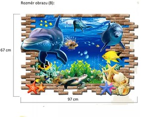 Veselá Stena Samolepka na stenu na stenu Roztomilé delfíny Veľkosť: 88 x 58 cm