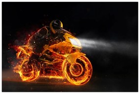 Obraz - Motorkár s plameňmi (90x60 cm)