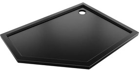 Mexen Flow, päťuholníková sprchová vanička slim 90 x 80 cm, pravá, čierna matná - 46P708090R