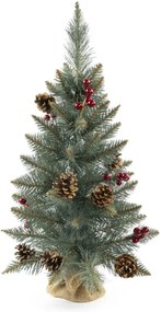 Vianočný stromček Smrek strieborný so šiškou a jarabinou 55 cm