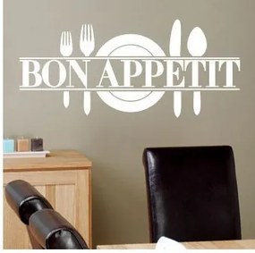 Samolepka na stenu "Bon Appetit" biela 60x25 cm