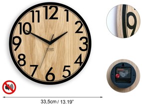 Drevené nástenné hodiny Focus 33 cm dub prírodný/čierny