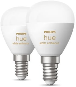 SADA 2x LED Stmievateľná žiarovka Philips Hue WHITE AMBIANCE P45 E14/5,1W/230V