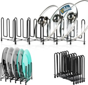 VILDE Organizér na pokrievky a panvice aj knihy HARMONIKA, čierny kov