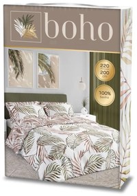 Bavlněné povlečení BOHO 002 220x200 cm + 2x 70x80 cm bílé/hnědé
