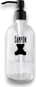 Označto Štítok/nálepka do kúpeľne Šampón - SLIM, medvedík Farba písma: Biela