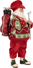Červená vianočná figúrka Santa Claus s golfovou palicou - 15*10*28 cm
