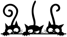 Samolepka na stenu Ambiance Funny Cats Trio, 20 x 35 cm