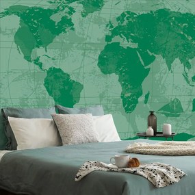 Samolepiaca tapeta historická mapa sveta v zelenom prevedení