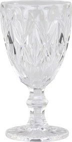 Pohárik na nohe zo silnejšieho skla s dekorom Diamond cut - Ø9,5*17cm