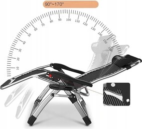 Polohovateľné skladacie záhradné lehátko s poduškou TDC01-BK čierna