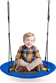 ECOTOYS Záhradná hojdačka – bocianie hniezdo 100 cm, nosnosť 150 kg, modrá, pre deti 3+