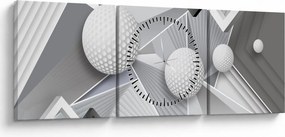 Geometrický abstraktný obraz (s hodinami) (90x30 cm)