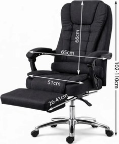 Kancelárske kreslo BOSS s podnožkou - čierna textília