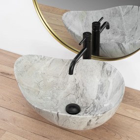 Rea Dora Stone, umývadlo na dosku 515x400x175 mm, šedá imitácia kameňa, REA-U5066