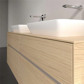 VILLEROY &amp; BOCH Collaro závesná skrinka pod dve umývadlá na dosku, 4 zásuvky, s LED osvetlením, 1600 x 500 x 548 mm, Nordic Oak, C123B0VJ