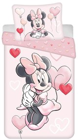 Detské obliečky Minnie Mouse 140×200 + 70×90 cm – ružové, 100% bavlna, oficiálna Disney licencia