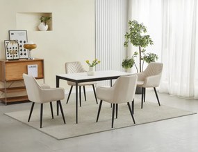 Jedálenská stolička NANA zamatová, béžová (čierne nohy)