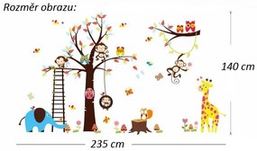 Veselá Stena Samolepka na stenu na stenu Strom s hojdačkou a zvieratkami zo Zoo