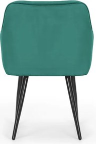 Sada štyroch jedálenských stoličiek FLORENCE zamatové, fľaškovo zelené / čierne nohy (4 ks)