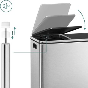 Odpadkový kôš s 2 plastovými vnútornými nádobami, 2 x 30 L, strieborný