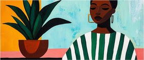 Obraz - Žena s kvetinou (120x50 cm)