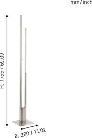 Eglo 55972 -LED RGBW stmievateľná stojacia lampa FRAIOLI-C LED/34W/230V matný chróm+diaľkový ovládač