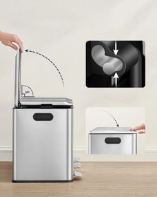 Odpadkový koš Bliss 3x15 l stříbrný