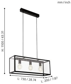 Eglo 49393 - Luster CHARTERHOUSE 3xE27/60W/230V