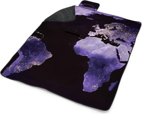 Sablio Plážová deka Světelná Mapa sveta: 200x140 cm