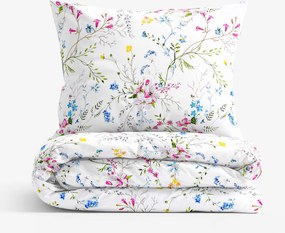 Goldea bavlnené posteľné obliečky - maľované lúčne kvety 140 x 200 a 70 x 90 cm