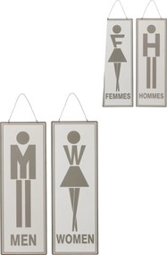 2ks závesná kovová ceduľa Men Women, Femmes Hommes - 16*46 cm
