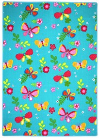 Detský kusový koberec Motýlik 5271 modrý, 200x200, modrá, detská izba, Vopi