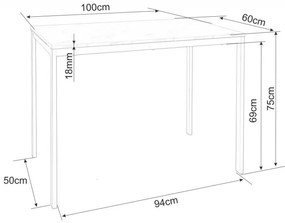 Jedálenský set 1 + 4, stôl RAMOD 100x60 cm biely/dekor dub + biela stolička KITO