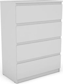 Komoda so 4 zásuvkami Carlos, biela, 75 cm