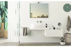 Nástenný regál do kúpeľne Tavolone biela matná 90 x 8 x 43 cm