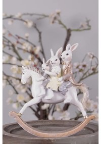 Veľkonočná dekorácia králičia rodinka na hojdacom koni - 19*6*20 cm