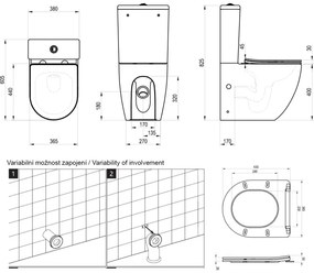 Ravak X01870 - kombinované bezokrajové WC (Rimless) s WC sedátkom SoftClose OPTIMA, keramika/biela