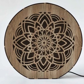 Stmievateľná drevená lampa Mandala | HEARF: HDF - Orech 20 cm 4784-115165 LED0608