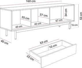 TV STOLÍK CELESTINO DUB + KAŠMÍR 160 cm