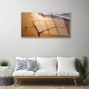 Obraz na skle Pláž srdce more umenie 100x50 cm