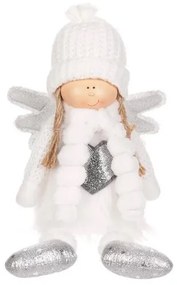 Vianočná dekorácia Anjel so srdcom, v. 41 cm, biela